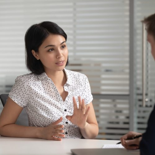 Female,Asian,Bank,Manager,Insurer,Job,Applicant,Talk,To,Male